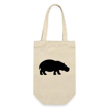 nilpferd silhouette - Geschenkbeutel für Flaschen - Natur - Vorne