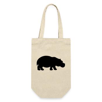 nilpferd silhouette - Geschenkbeutel für Flaschen - Natur - Vorne