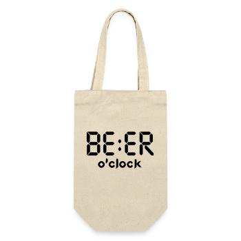 Bier o Uhr - Geschenkbeutel für Flaschen - Natur - Vorne