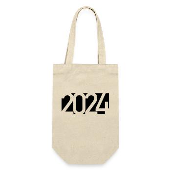 2024 Jahreszahl Datum Zahl Anno Kalenderjahr - Geschenkbeutel für Flaschen - Natur - Vorne