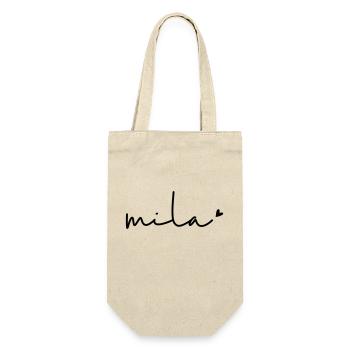 Name Mila - Geschenkbeutel für Flaschen - Natur - Vorne