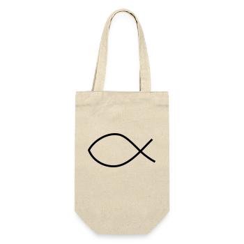 Fisch christliches Symbol - Geschenkbeutel für Flaschen - Natur - Vorne