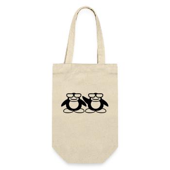 2 Pingouins Nerd Hornglasses Geek Smart Team Crew - Sac à bouteille - nature - Devant