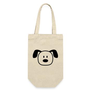 Hund Gesicht Kleines Glückliches Haustier Kopf Süß - Geschenkbeutel für Flaschen - Natur - Vorne
