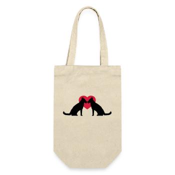 2 Dogs Love Heart Team Sitting Two Friends Crew - Gift Bag for Bottles - nature - Front