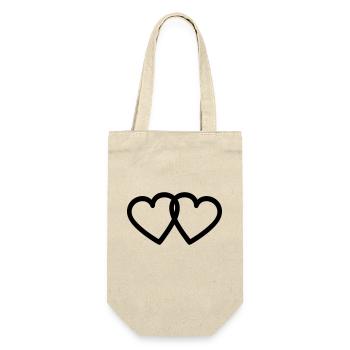 Verschlungene Herzen der Liebe - Geschenkbeutel für Flaschen - Natur - Vorne