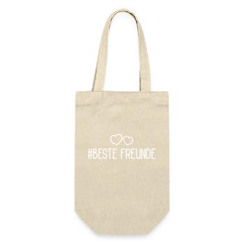 Freundschaft Beste Freunde Herzen Liebe - Geschenkbeutel für Flaschen - Natur - Vorne