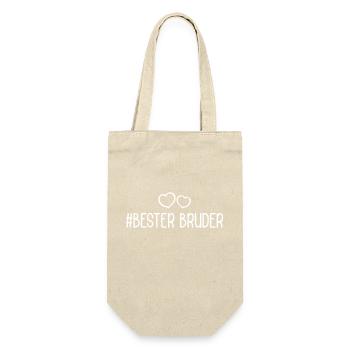 Bester Bruder Herzen Liebe - Geschenkbeutel für Flaschen - Natur - Vorne