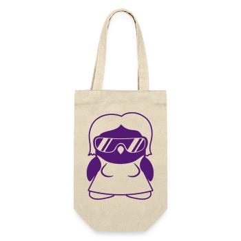 Pinguin Dame Kleid Frau Weiblich Girl Sonnenbrille - Geschenkbeutel für Flaschen - Natur - Vorne
