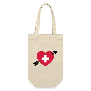 Heart - Swiss Cross Arrow (I Love Switzerland, 3C) - Gift Bag for Bottles - nature - Front