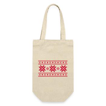 Norweger-Muster (Winter) 02.0 - Geschenkbeutel für Flaschen - Natur - Vorne