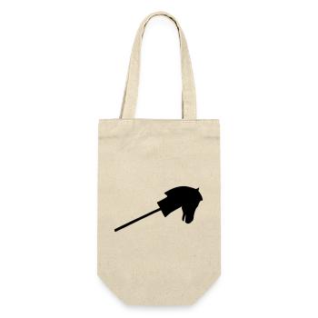 Stockpferd Reiten - Geschenkbeutel für Flaschen - Natur - Vorne