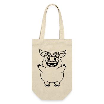 Friendly funny pig comic - Gift Bag for Bottles - nature - Front