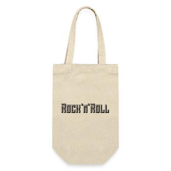 Rock 'n' Roll Schriftzug (3D / POS / 1C) - Geschenkbeutel für Flaschen - Natur - Vorne