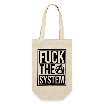 Text fuck the system - Geschenkbeutel für Flaschen - Natur - Vorne