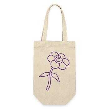 Purple Flower Spring Summer Cute Funny Face - Gift Bag for Bottles - nature - Front