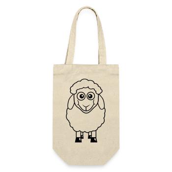 Schaf Baby Steht Süß Niedlich Lamm Kind Cool Comic - Geschenkbeutel für Flaschen - Natur - Vorne