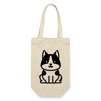 Hund - Geschenkbeutel für Flaschen - Natur - Vorne