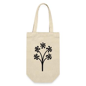 Blume mit Stiel - Geschenkbeutel für Flaschen - Natur - Vorne