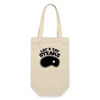 steaks lets eat 1 - Geschenkbeutel für Flaschen - Natur - Vorne