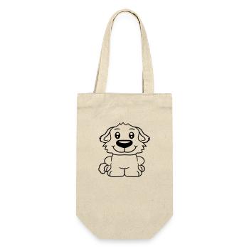 chien assis mignon petit chiot heureux animal de compagnie - Sac à bouteille - nature - Devant
