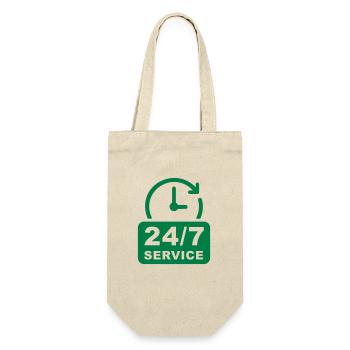 Professionelles 24/7 Support-Service-Logo. 24 Stunden s - Geschenkbeutel für Flaschen - Natur - Vorne