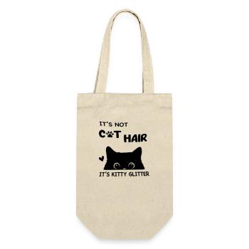 es ist Katzenhaar, es ist Kätzchenglitzer - Geschenkbeutel für Flaschen - Natur - Vorne