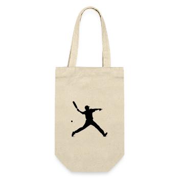 Cricket Mann Silhouette - Geschenkbeutel für Flaschen - Natur - Vorne
