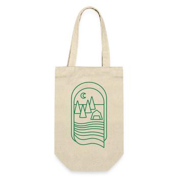 BOHO Waldcamp mit Bäumen und Fluss - Geschenkbeutel für Flaschen - Natur - Vorne