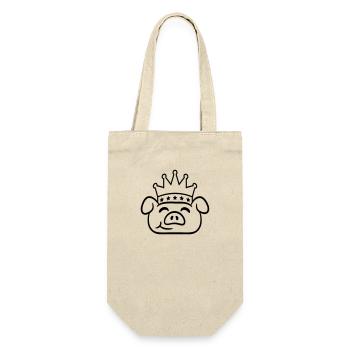 Pig King Head Queen Crown Prince Princess - Gift Bag for Bottles - nature - Front