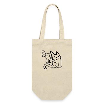 Weed Joint Drugs Cat - Gift Bag for Bottles - nature - Front