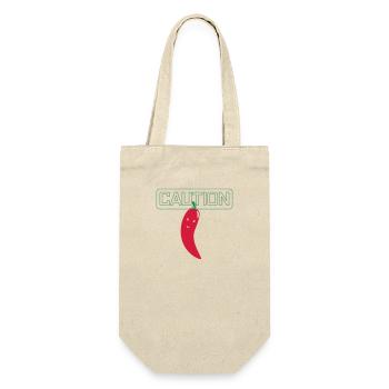 CAUTION HOT CHILI vectorgraphic - Geschenkbeutel für Flaschen - Natur - Vorne
