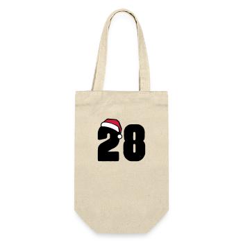 28 Zahl Weihnachten - Geschenkbeutel für Flaschen - Natur - Vorne