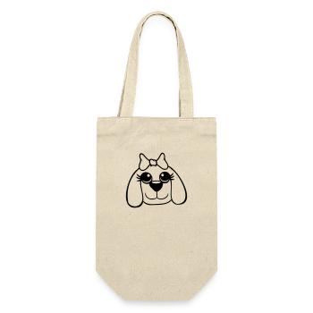 Dog Face Girl Cute Bow Female Woman - Gift Bag for Bottles - nature - Front