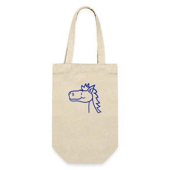 Pferd Süß Pony Fohlen Lange Haare Niedlich Comic - Geschenkbeutel für Flaschen - Natur - Vorne