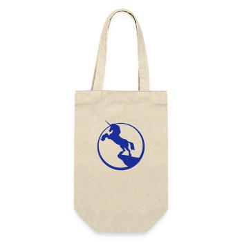 Einhorn Klippe Mond Berg Nacht Umriss Silhouette - Geschenkbeutel für Flaschen - Natur - Vorne