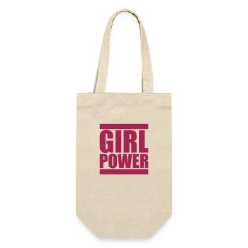 girl power spruch text cool weiblich frau maedchen - Geschenkbeutel für Flaschen - Natur - Vorne