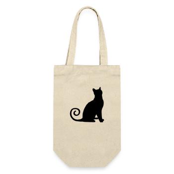 katze silhouette - Geschenkbeutel für Flaschen - Natur - Vorne