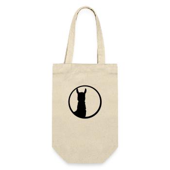 schwarz button logo rund kreis silhouette umriss l - Geschenkbeutel für Flaschen - Natur - Vorne