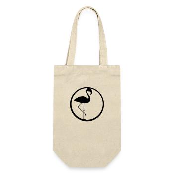 schwarz kreis rund logo silhouette umriss flamingo - Geschenkbeutel für Flaschen - Natur - Vorne