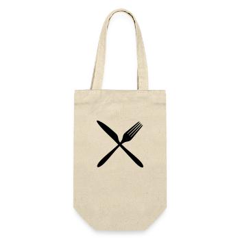 logo croix x fourchette couteau coutellerie nourriture aller accroché - Sac à bouteille - nature - Devant