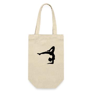 yoga gymnastik sport turnen ballette maedchen frau - Geschenkbeutel für Flaschen - Natur - Vorne