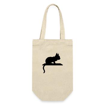 Umriss Regal Silhouette Kätzchen - Geschenkbeutel für Flaschen - Natur - Vorne