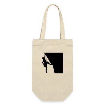 Felsen Klettern Bergsteiger Silhouette - Geschenkbeutel für Flaschen - Natur - Vorne
