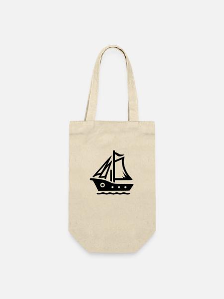 Kleines Segelboot - Geschenkbeutel für Flaschen - Natur