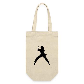 Karate Frau Symbol - Geschenkbeutel für Flaschen - Natur - Vorne