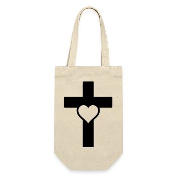Heart Cross C - Gift Bag for Bottles - nature - Front