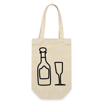 sekt mit glas 1 - Geschenkbeutel für Flaschen - Natur - Vorne
