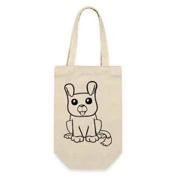 chien assis mignon petit chiot heureux animal de compagnie - Sac à bouteille - nature - Devant