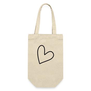 Schlichtes Herz Symbol - Geschenkbeutel für Flaschen - Natur - Vorne